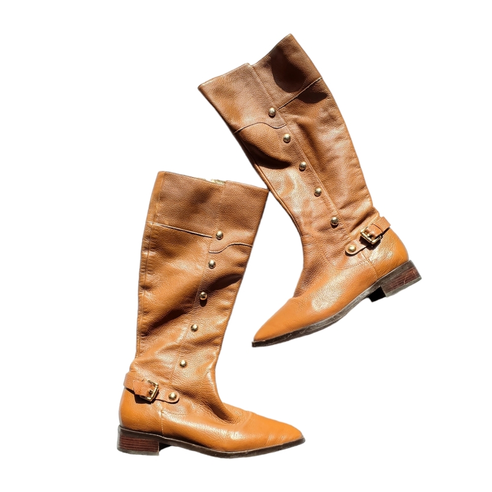 KORS by MICHAEL KORS Leather Gold Studded Camel Riding Boots size 6